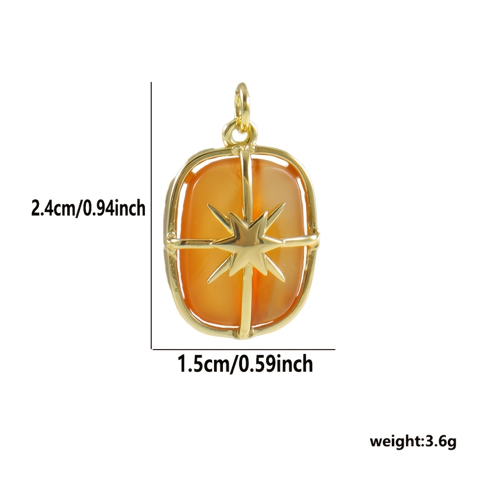 Copper Natural Stone Square Oval Pendant DIY Bracelet Necklace